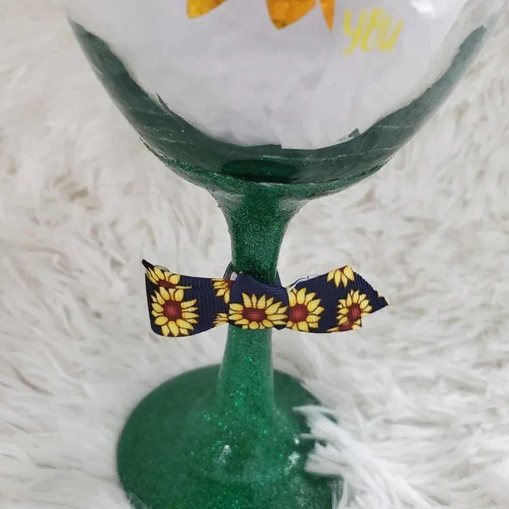 Sunflower Wine Glass, Fall Tumbler, Sunflower Design
